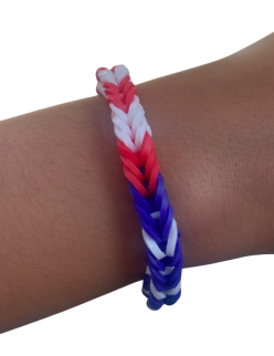 Flag-inspired rubber band bracelet