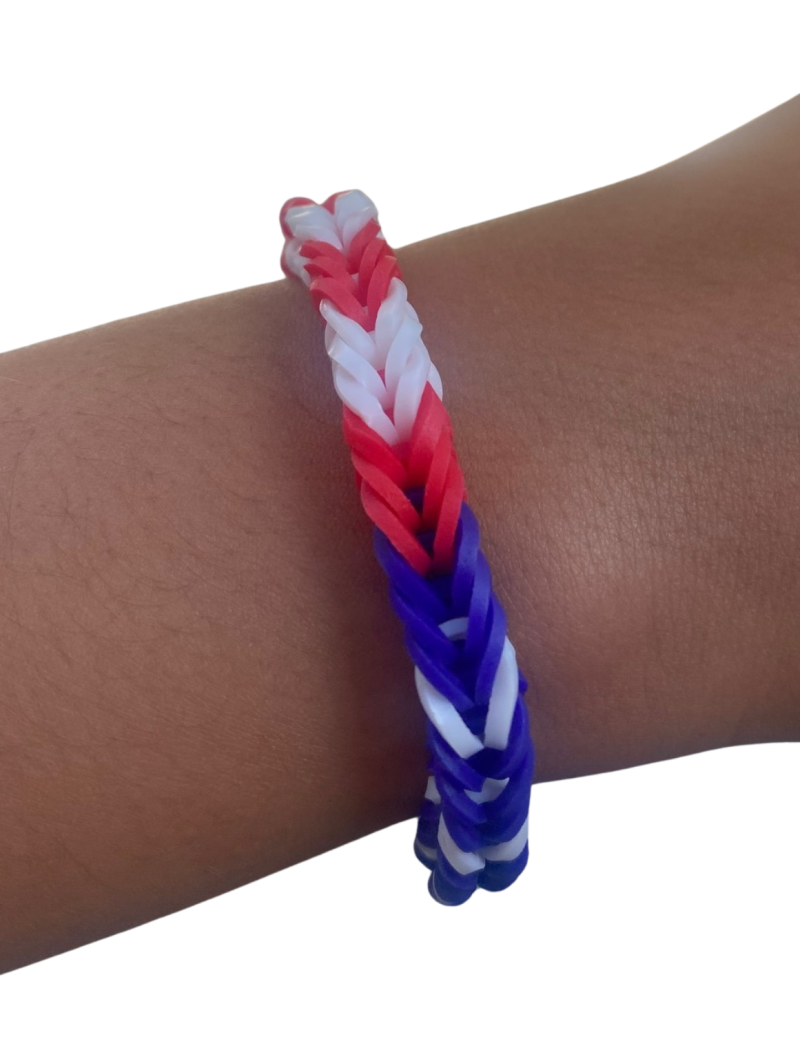 Flag-inspired rubber band bracelet