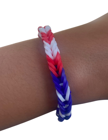 Flag-inspired rubber band bracelet
