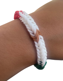 Flag-inspired rubber band bracelet